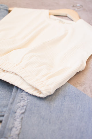 Ivory Ribbed Crop - Wild Features Collective