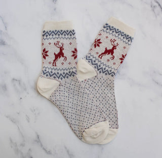 Bounding Christmas Deer Socks